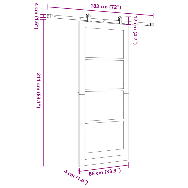 Casa si Gradina - Constructii - Usi interior, exterior si garaj - Usi interior - Usa glisanta  cu set de hardware 86x211 cm din lemn masiv de pin - Infinity.ro