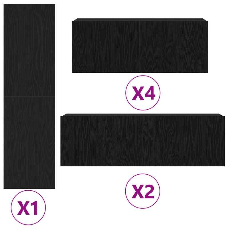 Casa si Gradina - Mobilier - Seturi de mobilier - Seturi living - Set de mobila pentru televizor , 7 piese, montat pe perete, din lemn de stejar negru - Infinity.ro