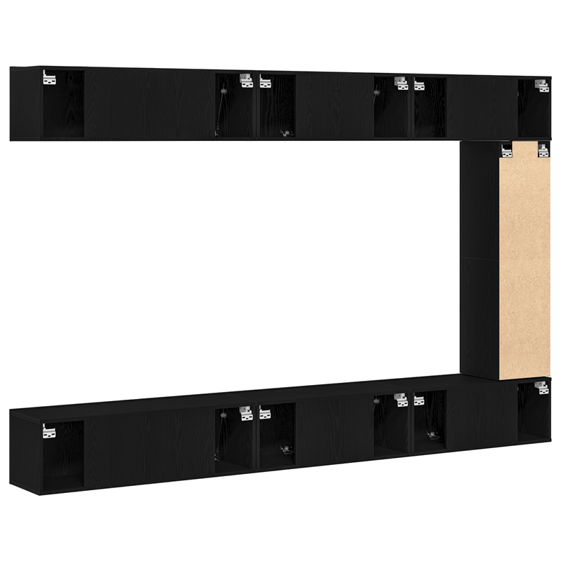 Casa si Gradina - Mobilier - Seturi de mobilier - Seturi living - Set de mobila pentru televizor , 7 piese, montat pe perete, din lemn de stejar negru - Infinity.ro