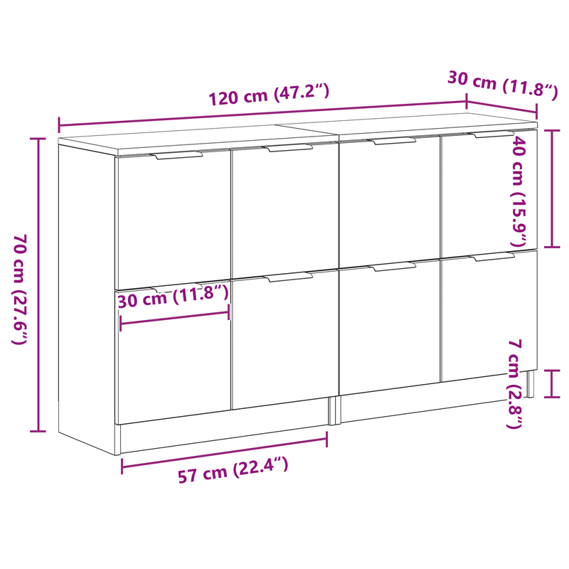 Casa si Gradina - Mobilier - Comode si corpuri - Comode - Bufete 2 buc Negru Stejar 60x30x70 cm Lemn prelucrat - Infinity.ro