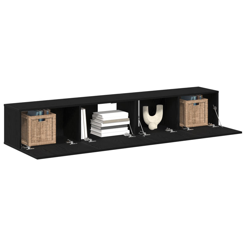 Casa si Gradina - Mobilier - Seturi de mobilier - Seturi living - Set de dulap TV 2 piese  Negru din lemn laminat - Infinity.ro