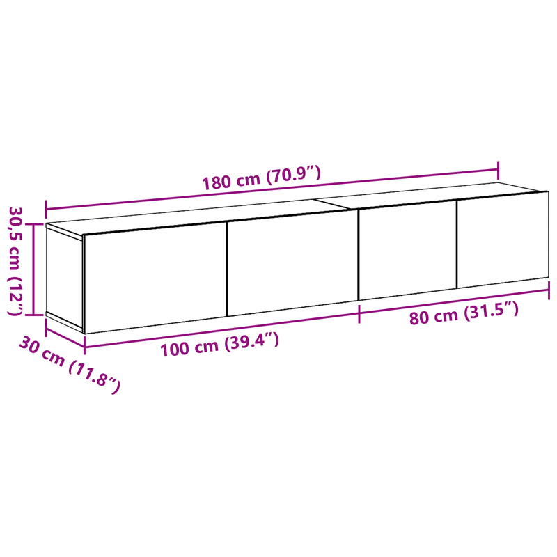 Casa si Gradina - Mobilier - Seturi de mobilier - Seturi living - Set de dulap TV 2 piese  Negru din lemn laminat - Infinity.ro