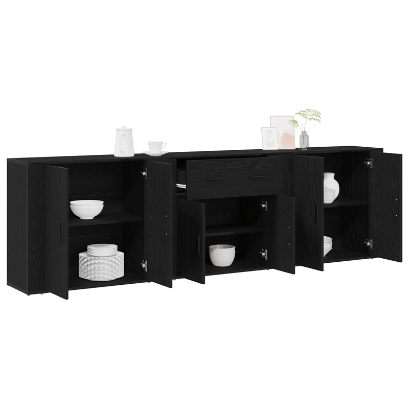 Casa si Gradina - Mobilier - Seturi de mobilier - Seturi living - Set 3 sideboarduri Stejar Negru Lemn prelucrat - Infinity.ro