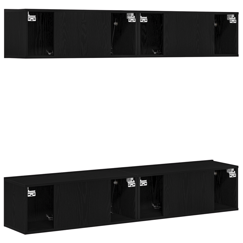 Casa si Gradina - Mobilier - Seturi de mobilier - Seturi living - Set dulap TV, 4 piese, de perete, stejar negru, lemn prelucrat - Infinity.ro