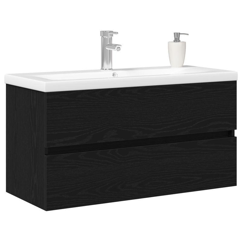 Casa si Gradina - Mobilier - Comode si corpuri - Masute de toaleta - Cabinet pentru Chiuveta  cu Chiuveta Incorporata Stejar Negru Lemn Prelucrat - Infinity.ro