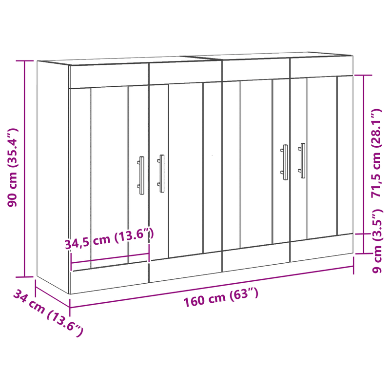 Casa si Gradina - Mobilier - Comode si corpuri - Comode - Dulapuri montate pe perete 2 piese Stejar negru Lemn prelucrat - Infinity.ro