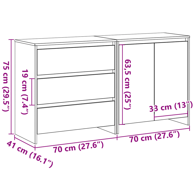 Casa si Gradina - Mobilier - Comode si corpuri - Comode - Dulapuri, 2 buc., stejar negru, lemn prelucrat - Infinity.ro