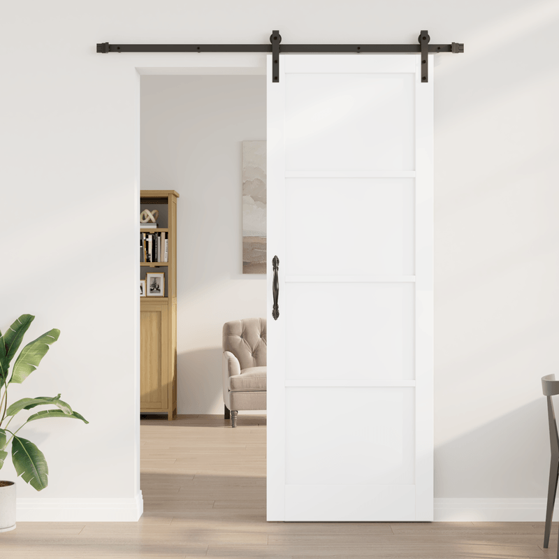 Casa si Gradina - Constructii - Usi interior, exterior si garaj - Usi interior - Usa glisanta  cu set de accesorii alb 83x232 cm din lemn masiv de pin - Infinity.ro