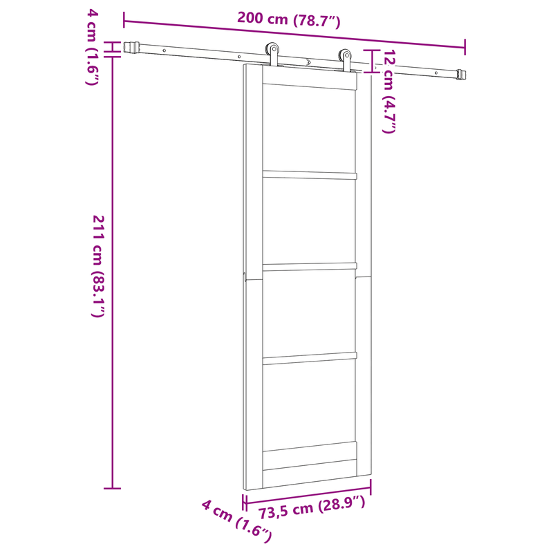 Casa si Gradina - Constructii - Usi interior, exterior si garaj - Usi interior - Usa glisanta  cu set hardware 73.5x211 cm din lemn masiv de pin - Infinity.ro