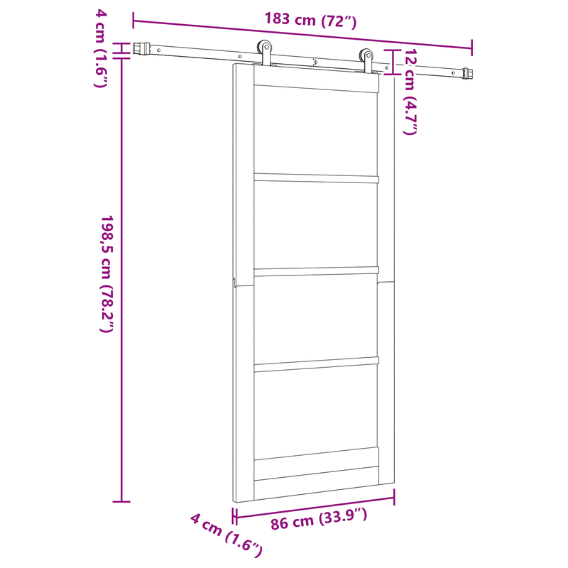 Casa si Gradina - Constructii - Usi interior, exterior si garaj - Usi garaj - Usa glisanta  cu set de accesorii 86x198.5 cm din lemn masiv de pin - Infinity.ro
