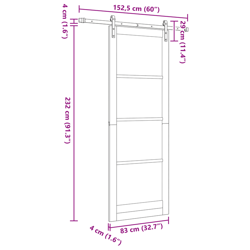 Casa si Gradina - Constructii - Usi interior, exterior si garaj - Usi interior - Usa glisanta  cu set de hardware Alb 83x232 cm Lemn de pin masiv - Infinity.ro