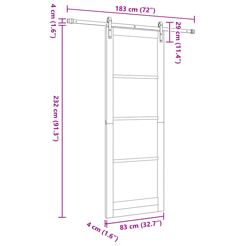 Casa si Gradina - Constructii - Usi interior, exterior si garaj - Usi garaj - Usa glisanta  cu set de feronerie 83x232 cm din lemn solid de pin - Infinity.ro