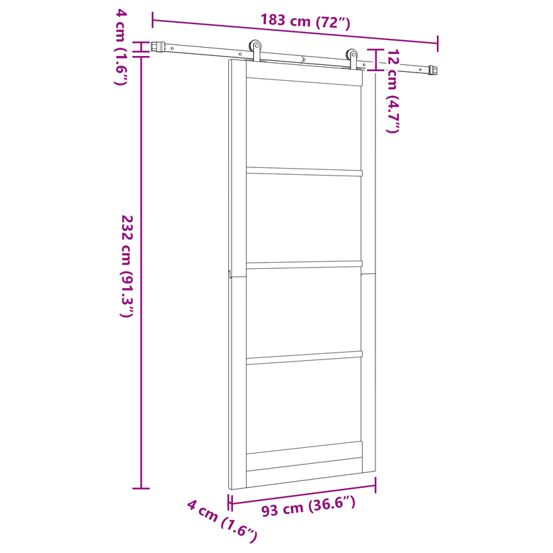 Casa si Gradina - Constructii - Usi interior, exterior si garaj - Usi interior - Usa glisanta  cu set de accesorii alb 93x232 cm din lemn masiv de pin - Infinity.ro