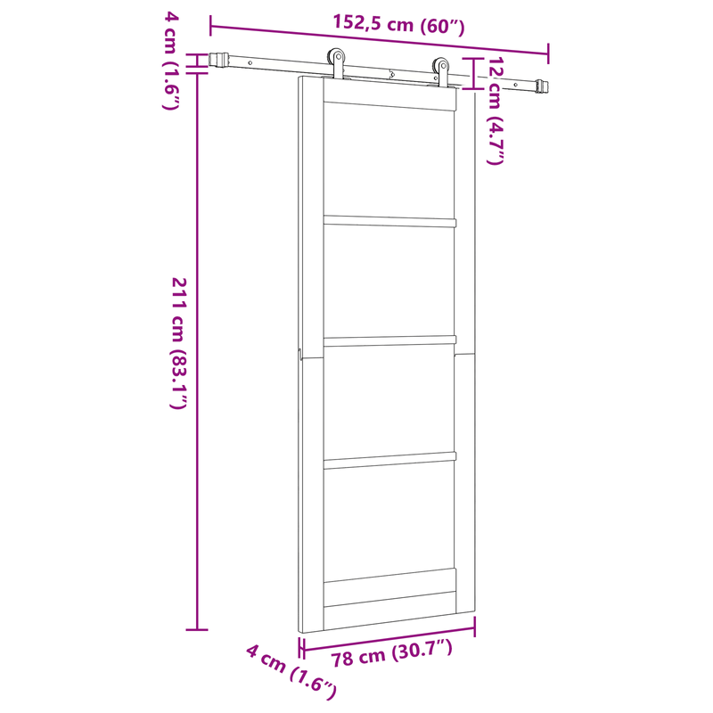 Casa si Gradina - Constructii - Usi interior, exterior si garaj - Usi interior - Usa glisanta  cu set de accesorii 'ORKDAL'Alb Lemn Masiv Pin - Infinity.ro