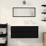 Casa si Gradina - Mobilier - Comode si corpuri - Masute de toaleta - Cabinet chiuveta cu bazin incorporat din lemn de stejar negru - Infinity.ro