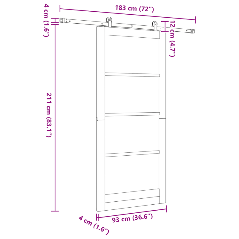 Casa si Gradina - Constructii - Usi interior, exterior si garaj - Usi garaj - Usa glisanta  cu set hardware 'ORKDAL'Alb Lemn Masiv Pin - Infinity.ro