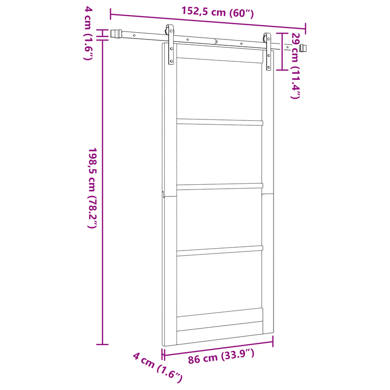 Casa si Gradina - Constructii - Usi interior, exterior si garaj - Usi interior - Usa Glisanta  cu Set de Fierarie Alb 86x198.5 cm Lemn Masiv de Pin - Infinity.ro