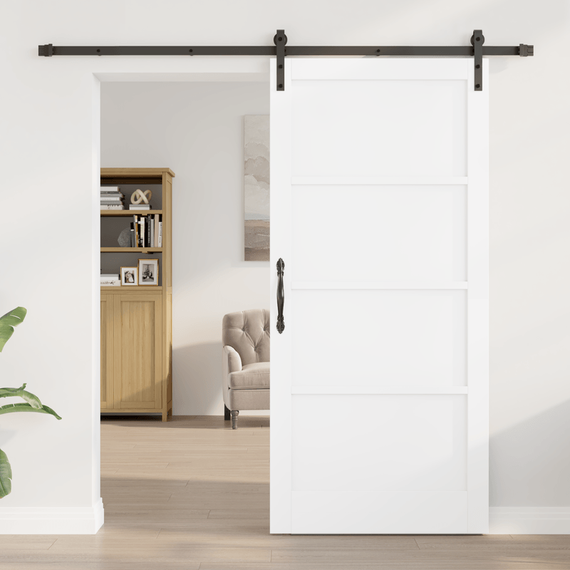 Casa si Gradina - Constructii - Usi interior, exterior si garaj - Usi garaj - Usa Glisanta  cu Set de Accesorii Alb 93x202 cm Lemn Solid Pini - Infinity.ro