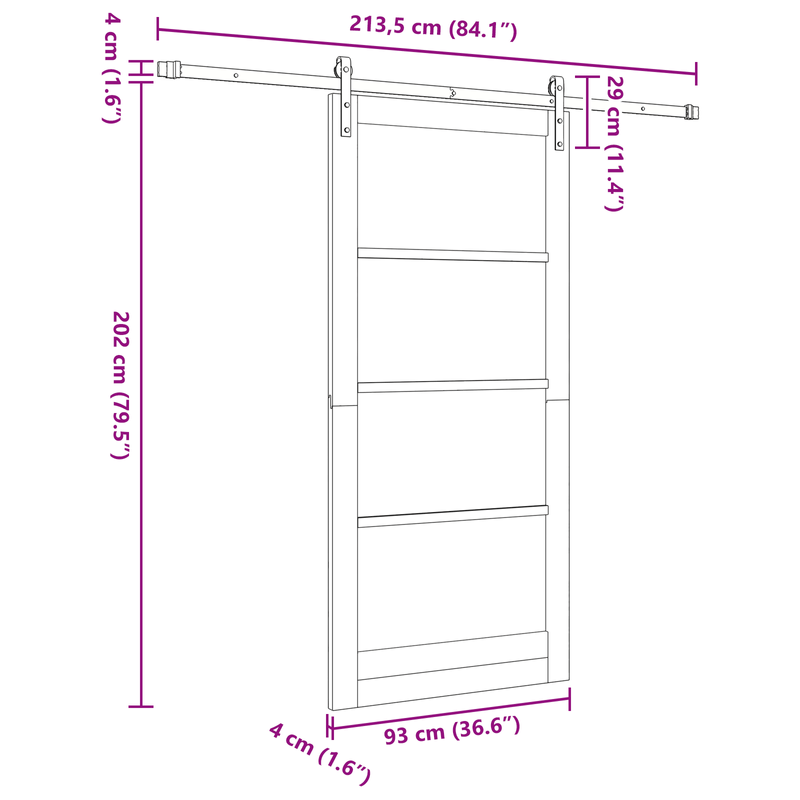 Casa si Gradina - Constructii - Usi interior, exterior si garaj - Usi garaj - Usa Glisanta  cu Set de Accesorii Alb 93x202 cm Lemn Solid Pini - Infinity.ro