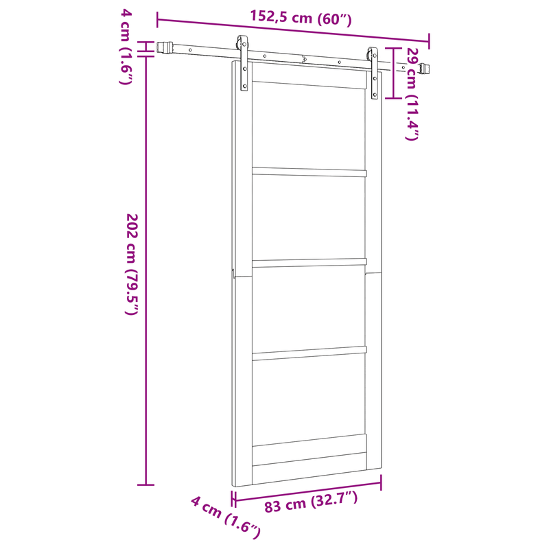 Casa si Gradina - Constructii - Usi interior, exterior si garaj - Usi garaj - Usa Glisanta cu Set Accesorii Alb 83x202 cm Lemn Solid de Pin - Infinity.ro