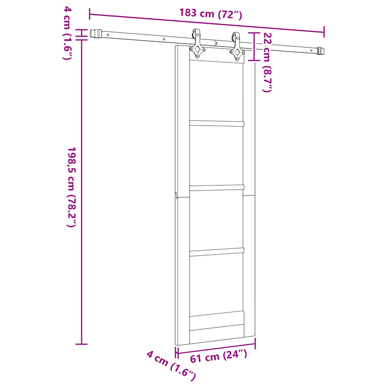 Casa si Gradina - Constructii - Usi interior, exterior si garaj - Usi garaj - Usa Glisanta  cu Set de Hardware Alb 61x198.5 cm Lemn Masiv de Pin - Infinity.ro