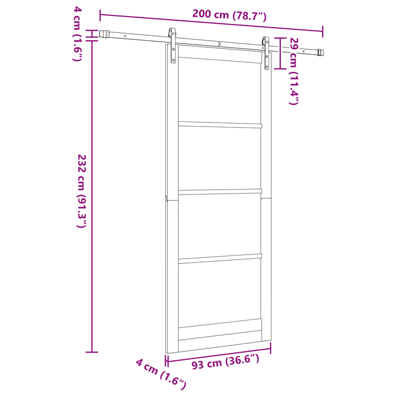 Casa si Gradina - Constructii - Usi interior, exterior si garaj - Usi garaj - Usa Glisanta  cu Set de Accesorii Alba 93x232 cm Lemn Masiv din Pin - Infinity.ro