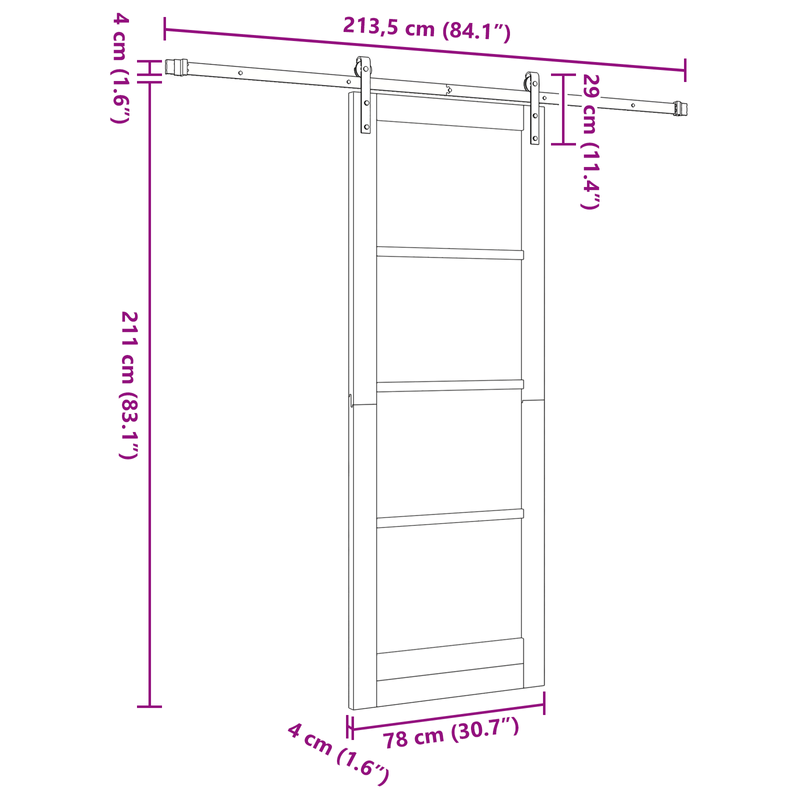 Casa si Gradina - Constructii - Usi interior, exterior si garaj - Usi garaj - Usa glisanta  cu set de accesorii Alb 78x211 cm Lemn solid de pin - Infinity.ro