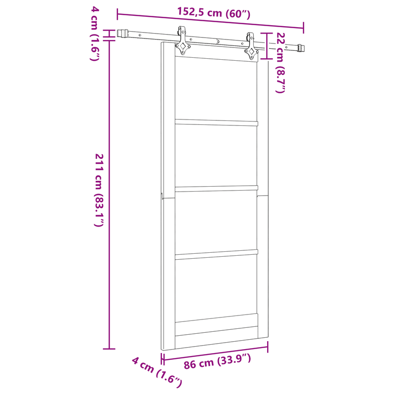 Casa si Gradina - Constructii - Usi interior, exterior si garaj - Usi interior - Usa glisanta cu set de accesorii 'ORKDAL'din lemn masiv de pin - Infinity.ro