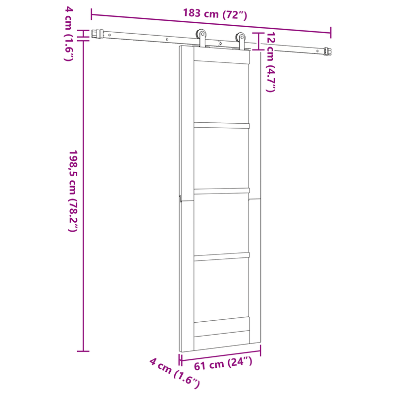 Casa si Gradina - Constructii - Usi interior, exterior si garaj - Usi garaj - Usa glisanta cu set de accesorii 61x198.5 cm Lemn masiv de pin - Infinity.ro