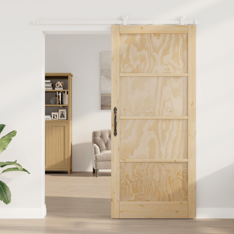 Casa si Gradina - Constructii - Usi interior, exterior si garaj - Usi garaj - Usa glisanta cu set de accesorii 93x211 cm din lemn masiv de pin - Infinity.ro