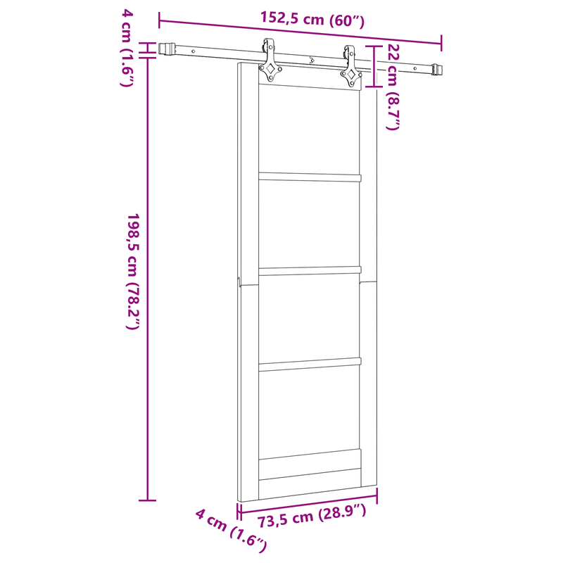 Casa si Gradina - Constructii - Usi interior, exterior si garaj - Usi garaj - Usa Glisanta  cu Set de Hardware 'ORKDAL'Alb Lemn Solid de Pin - Infinity.ro