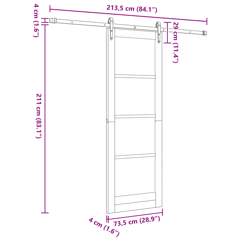 Casa si Gradina - Constructii - Usi interior, exterior si garaj - Usi garaj - Usa Glisanta cu Set de Hardware 'ORKDAL'Lemn Masiv de Pin - Infinity.ro