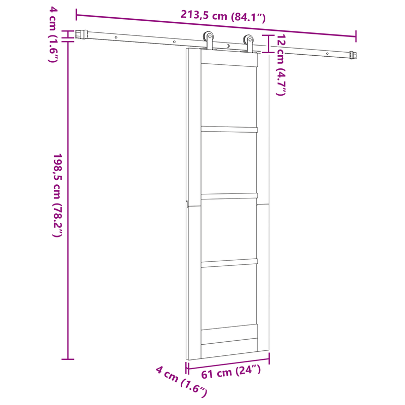 Casa si Gradina - Constructii - Usi interior, exterior si garaj - Usi garaj - Usa Glisanta  cu Set Hardware "ORKDAL" Lemn Masiv din Pin - Infinity.ro