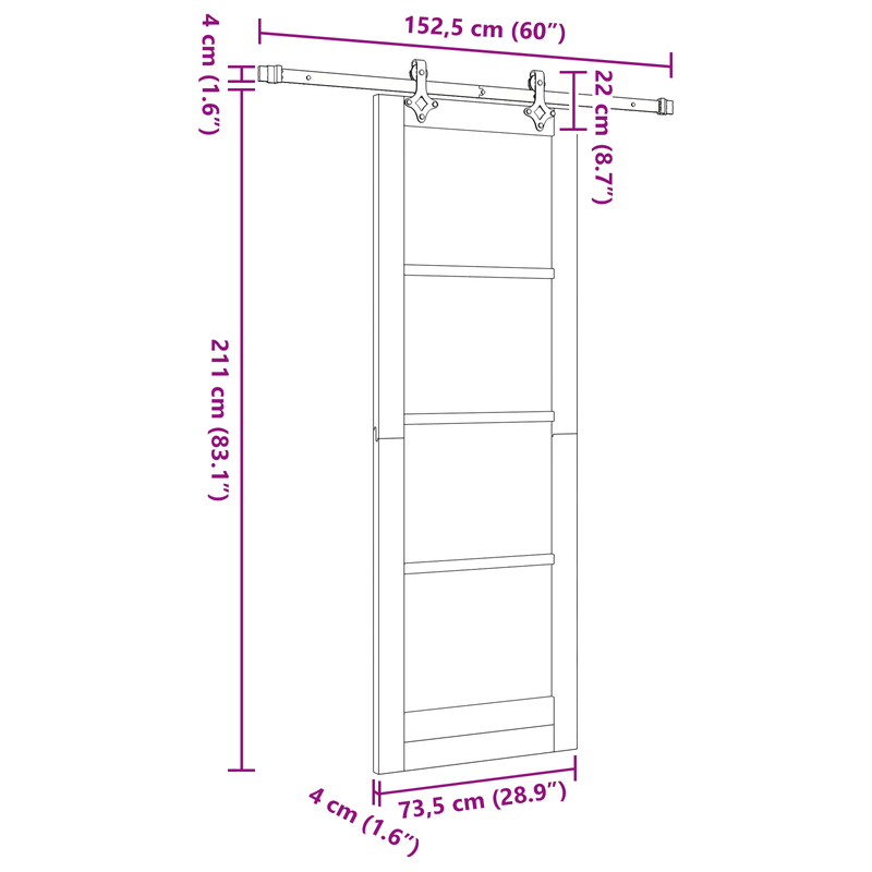 Casa si Gradina - Constructii - Usi interior, exterior si garaj - Usi interior - usa glisanta  cu set de accesorii 'ORKDAL'din lemn masiv de pin alb - Infinity.ro