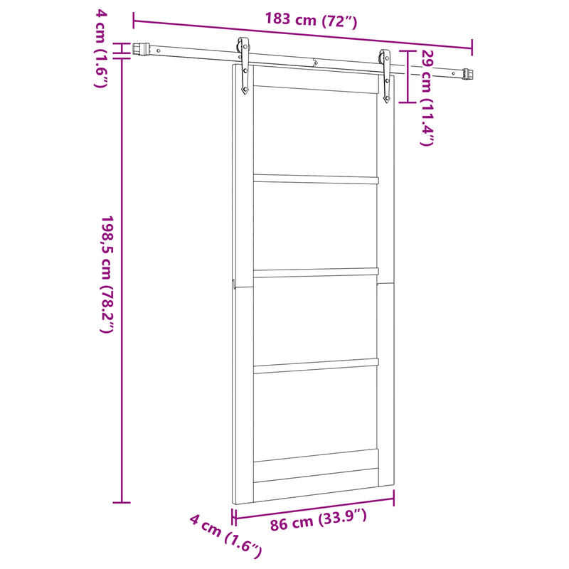 Casa si Gradina - Constructii - Usi interior, exterior si garaj - Usi garaj - Usa Glisanta  cu Set de Accesorii Alb 86x198.5 cm Lemn Masiv de Pin - Infinity.ro