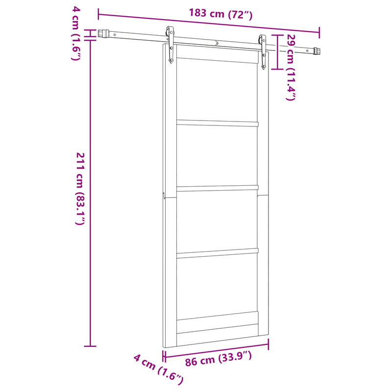 Casa si Gradina - Constructii - Usi interior, exterior si garaj - Usi garaj - Usa glisanta  cu set de accesorii 86x211 cm din lemn solid de pin - Infinity.ro