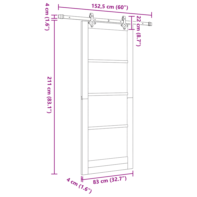 Casa si Gradina - Constructii - Usi interior, exterior si garaj - Usi garaj - Usa glisanta cu set de accesorii 'ORKDAL'Lemn solid de pin alb - Infinity.ro