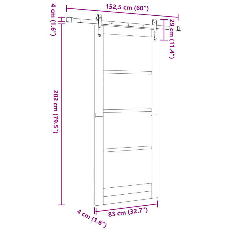 Casa si Gradina - Constructii - Usi interior, exterior si garaj - Usi garaj - Usa glisanta cu set de accesorii 'ORKDAL'Alb din lemn solid de pin - Infinity.ro