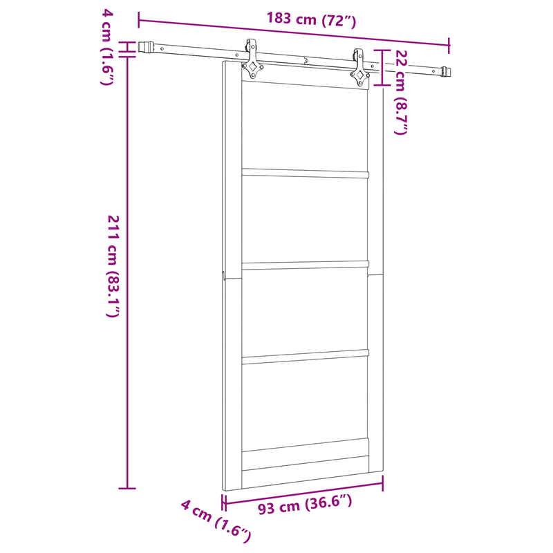 Casa si Gradina - Constructii - Usi interior, exterior si garaj - Usi interior - Usa Glisanta  cu Set de Hardware Alb 93x211 cm Lemn Masiv Pin - Infinity.ro