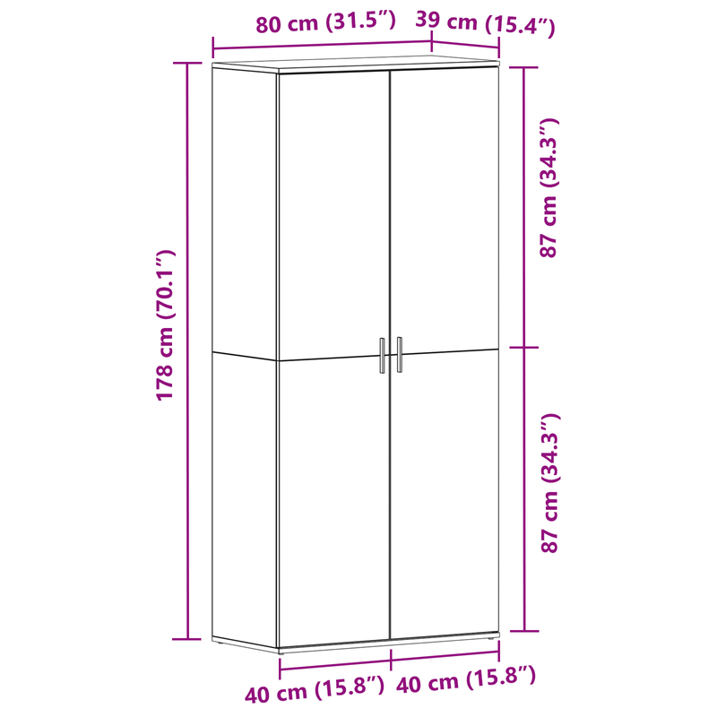 Casa si Gradina - Mobilier - Organizare si depozitare - Organizator incaltaminte - Dulap Pantofi Alb 80x39x180 cm Lemn Ingineresc - Infinity.ro