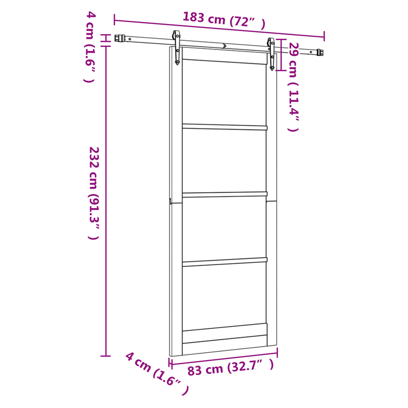 Casa si Gradina - Constructii - Usi interior, exterior si garaj - Usi garaj - Usa glisanta  cu set de hardware alb 83x232 cm din lemn masiv de pin - Infinity.ro