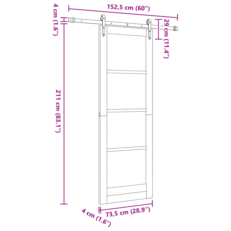 Casa si Gradina - Constructii - Usi interior, exterior si garaj - Usi interior - Usa Glisanta  cu Set de Componente 'ORKDAL'Alb din Lemn Solid de Pin - Infinity.ro