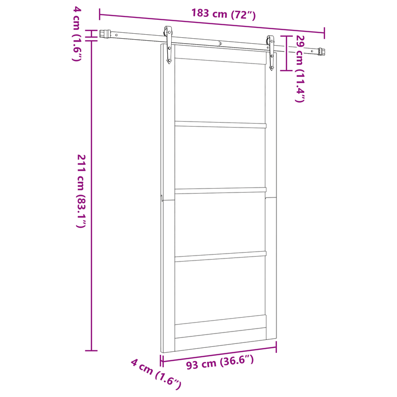 Casa si Gradina - Constructii - Usi interior, exterior si garaj - Usi interior - Usa glisanta  cu set hardware 93x211 cm Lemn masiv de pin - Infinity.ro