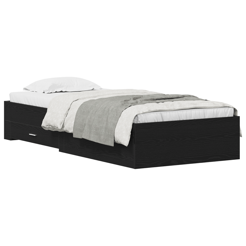 Casa si Gradina - Mobilier - Paturi si accesorii - Paturi - Pat  Cadru Negru Stejar 90x190 cm Lemn prelucrat - Infinity.ro