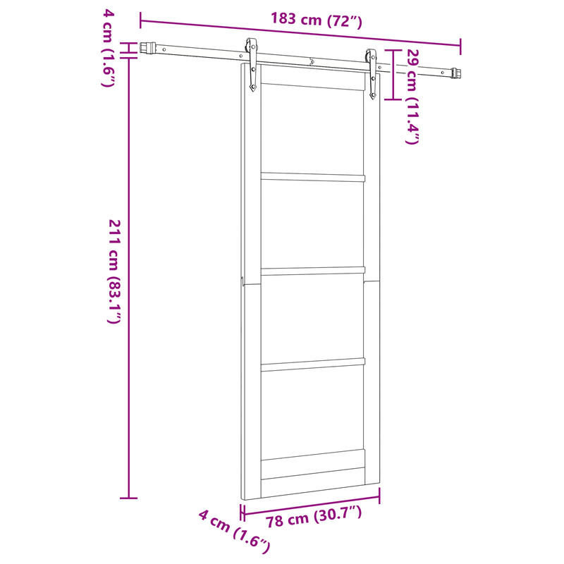 Casa si Gradina - Constructii - Usi interior, exterior si garaj - Usi interior - Usa glisanta  cu set de accesorii Alb 78x211 cm Lemn masiv Pin - Infinity.ro