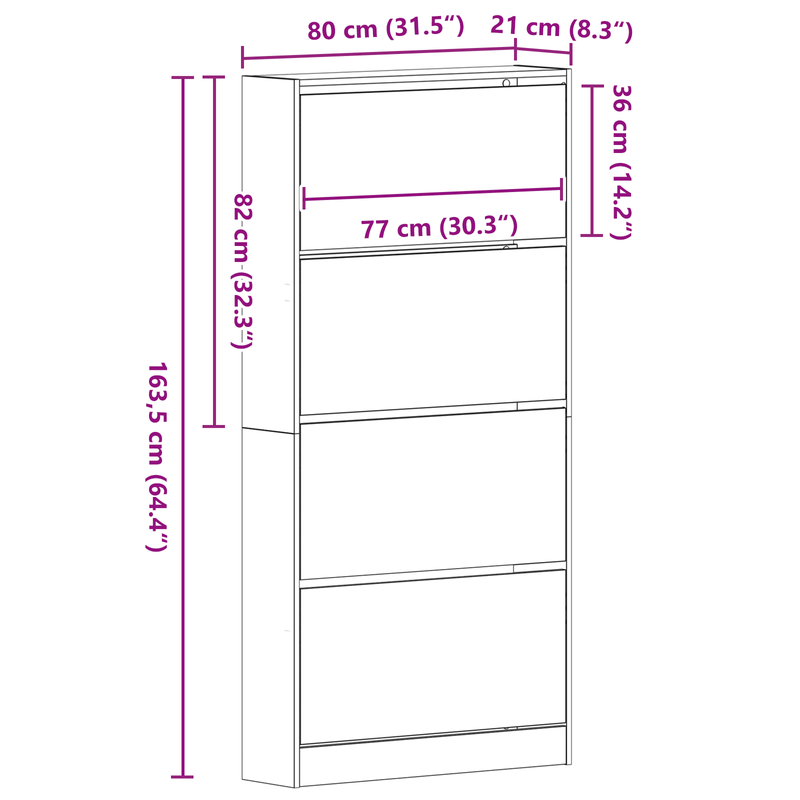 Casa si Gradina - Mobilier - Organizare si depozitare - Organizator incaltaminte - Dulap pentru Incaltaminte Lemn uzat Lemn prelucrat - Infinity.ro