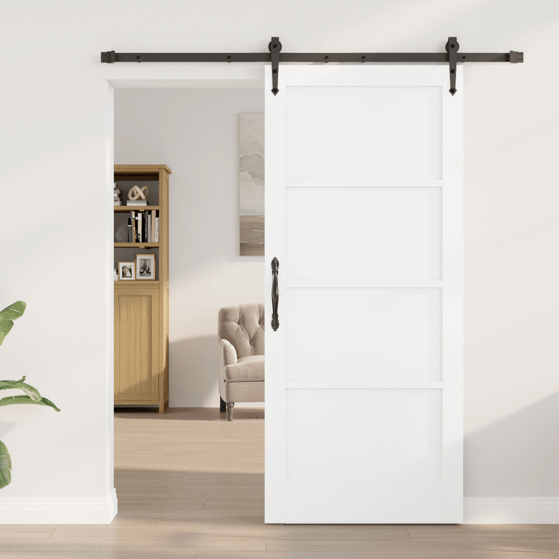 Casa si Gradina - Constructii - Usi interior, exterior si garaj - Usi interior - Usa glisanta  cu set de accesorii 'ORKDAL'Alb Lemn Solid Pin - Infinity.ro