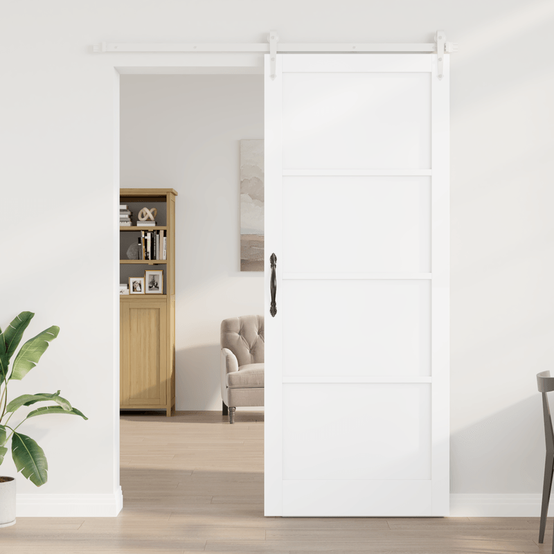 Casa si Gradina - Constructii - Usi interior, exterior si garaj - Usi interior - Usa Glisanta  cu Set de Accesorii Alb 93x232 cm Lemn Solid de Pin - Infinity.ro