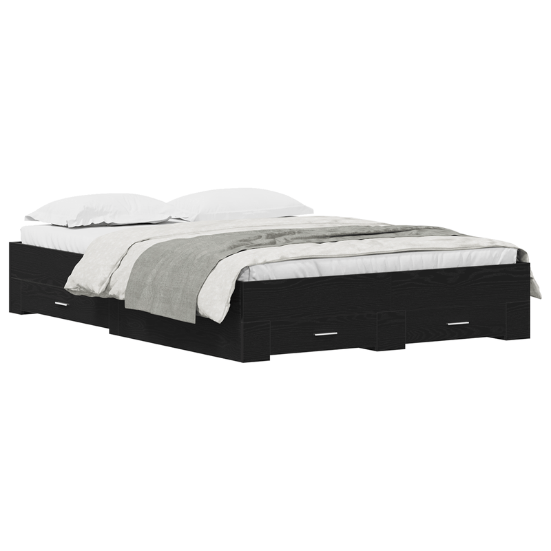 Casa si Gradina - Mobilier - Paturi si accesorii - Paturi - Cadru de pat cu sertare Stejar negru Lemn prelucrat 160 x 200 cm - Infinity.ro