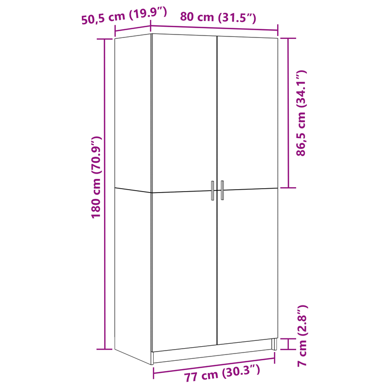 Casa si Gradina - Mobilier - Dulapuri si sifoniere - Dulapuri - Dulap Negre Stejar 80x51x180 cm Lemn prelucrat - Infinity.ro
